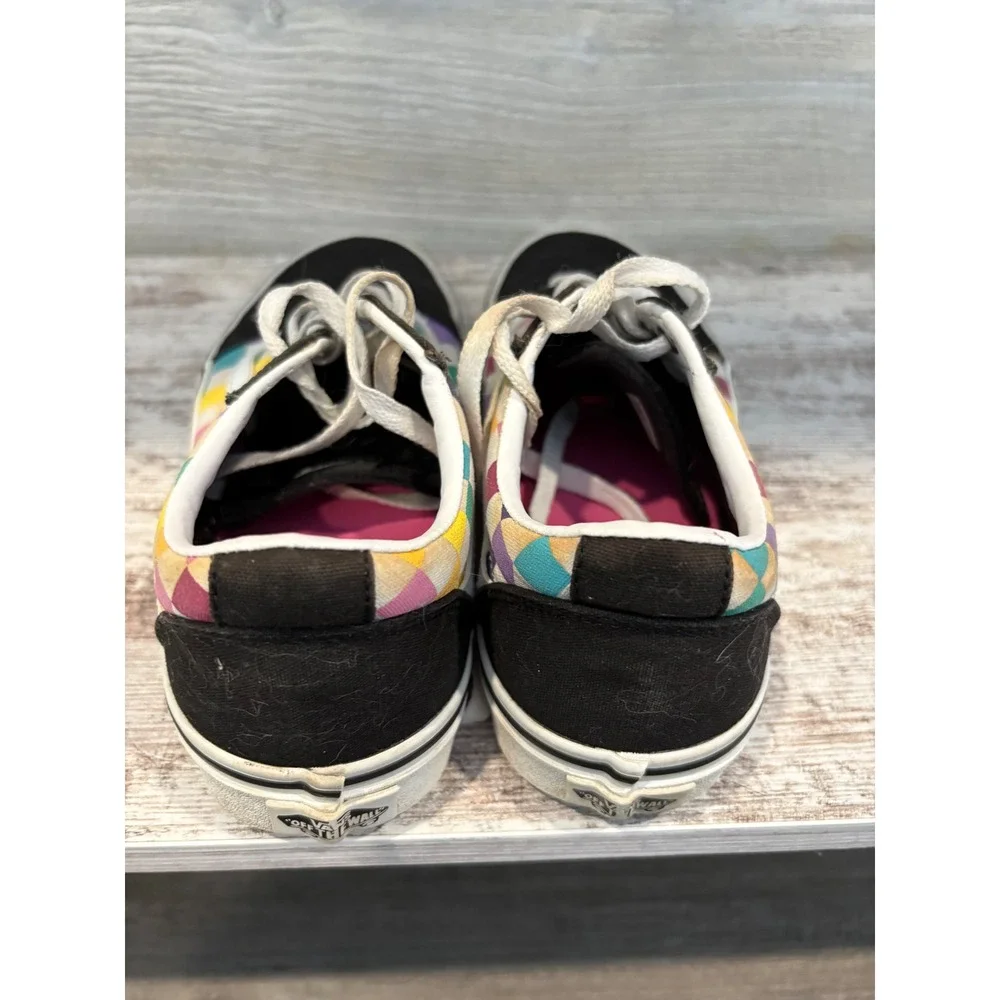 Vans Old Skool Low Top Sneakers Rainbow Checkerboard Black White Lace Up Youth 7